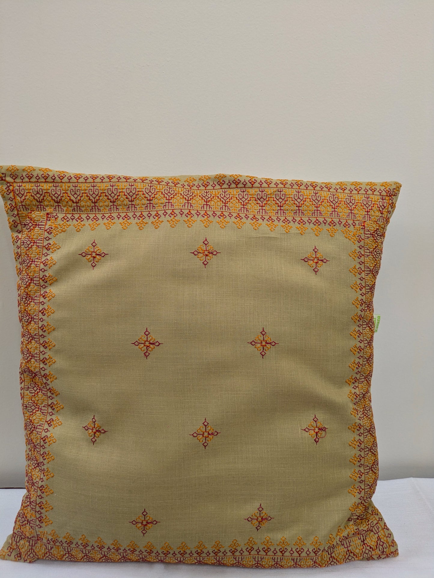 Cream Kasuti Cushion Cover