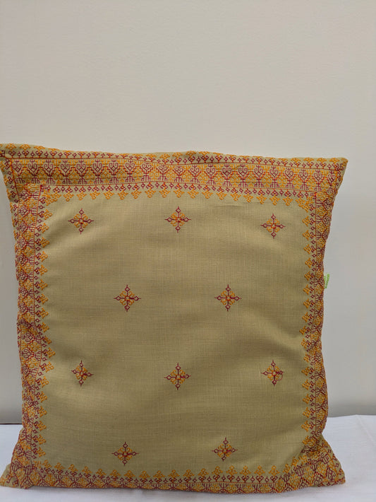 Cream Kasuti Cushion Cover