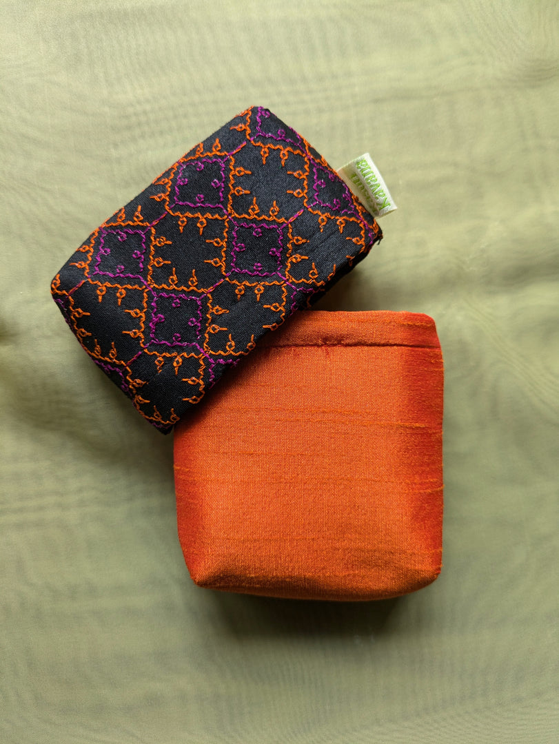 Bhadra ganga jamuna purse with embroidered motif detail