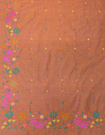 Burnt orange Bloom Kasuti Cotton Saree