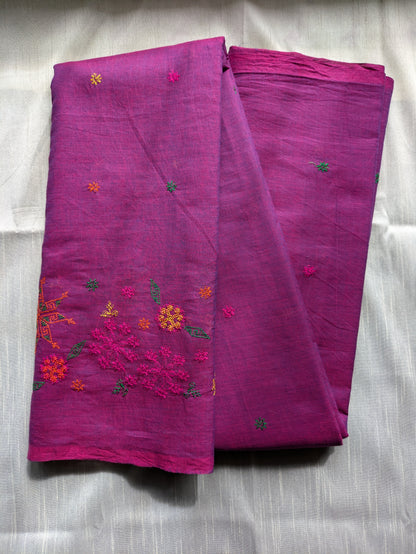 Magenta Bloom Kasuti Cotton Saree