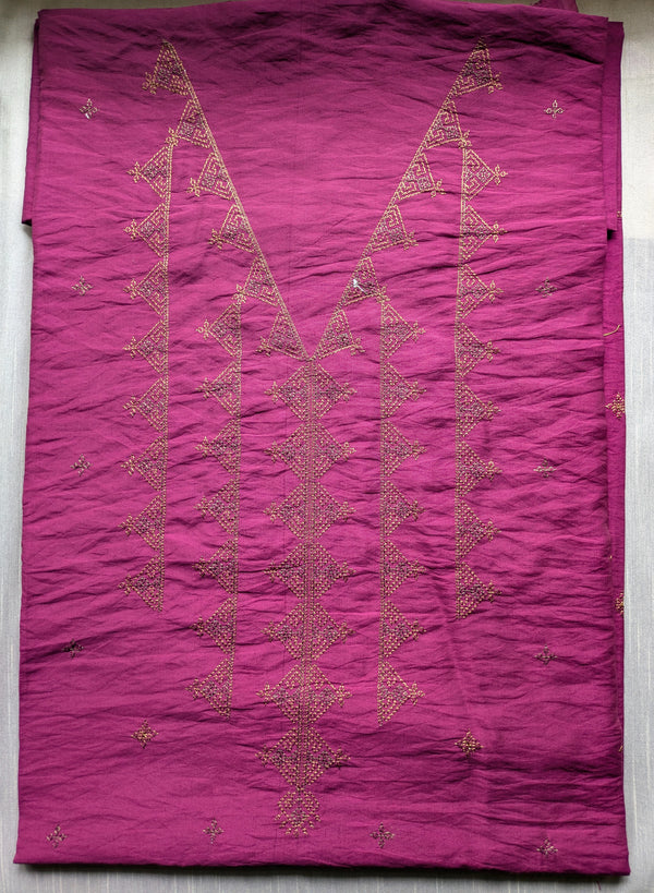 Deep pink kasuti kurti with embroidered floral motifs