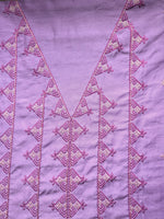 Load image into Gallery viewer, Lavender kasuti kurti with close embroidery view on neckline
