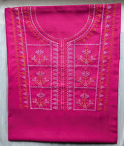 Magenta kasuti kurti featuring detailed front embroidery