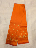 Load image into Gallery viewer, Orange mayur blouse sleeve embroidery detail
