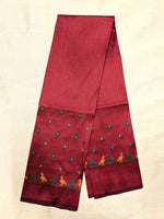 Load image into Gallery viewer, Maroon mayur blouse sleeve embroidery detail
