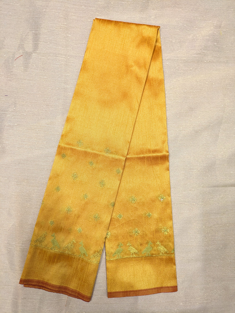 Yellow gold mayur blouse sleeve embroidery detail