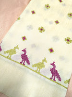 Load image into Gallery viewer, White wildflower kasuti blouse with delicate embroidered floral motifs
