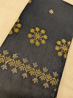 Load image into Gallery viewer, Black kasuti parijat blouse with embroidered floral motif front
