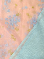 Load image into Gallery viewer, Sky blue kanakambara saree combo with designer kasuti embroidered blouse
