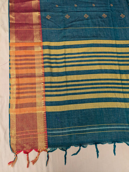 Hasiru Hakki Kasuti Handwoven Cotton Saree