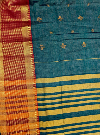 Hasiru Hakki Kasuti Handwoven Cotton Saree