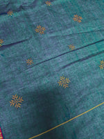 Load image into Gallery viewer, Green hasiru handwoven cotton saree with kasuti embroidery on pallu
