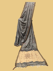 Chutney green mayur cotton saree with handwoven bird motif embroidery