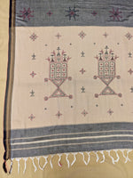 Load image into Gallery viewer, Pallu view of chutney green mayur handwoven cotton saree design
