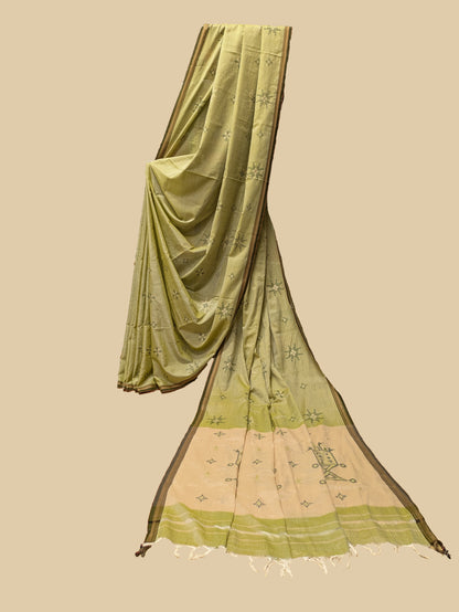 Pickle Green Kasuti Ter Handwoven Cotton Saree