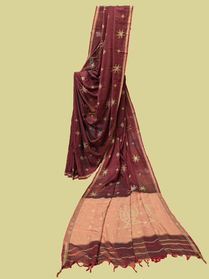 Maroon Kasuti Ter Handwoven Cotton Saree