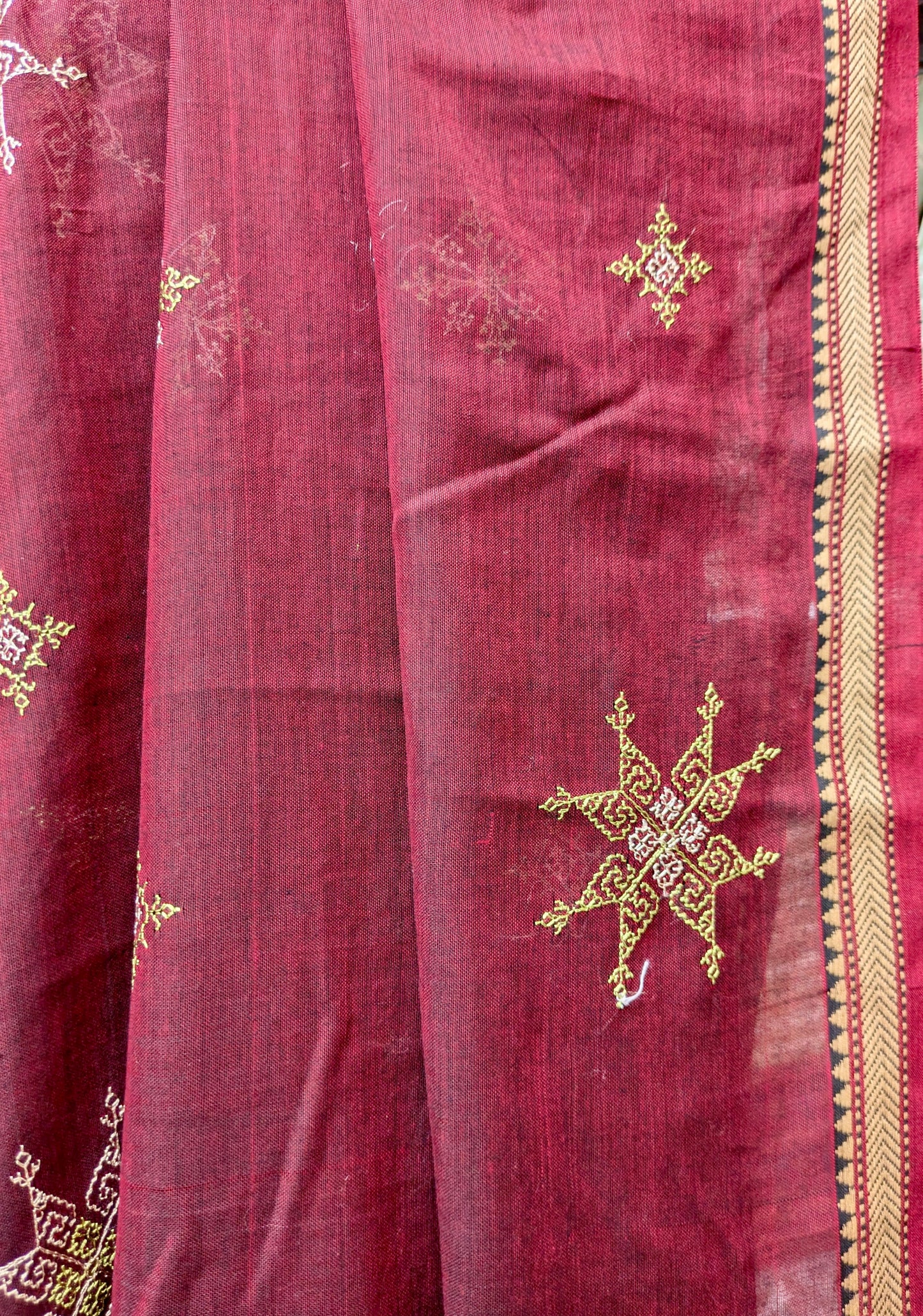 Maroon Kasuti Ter Handwoven Cotton Saree