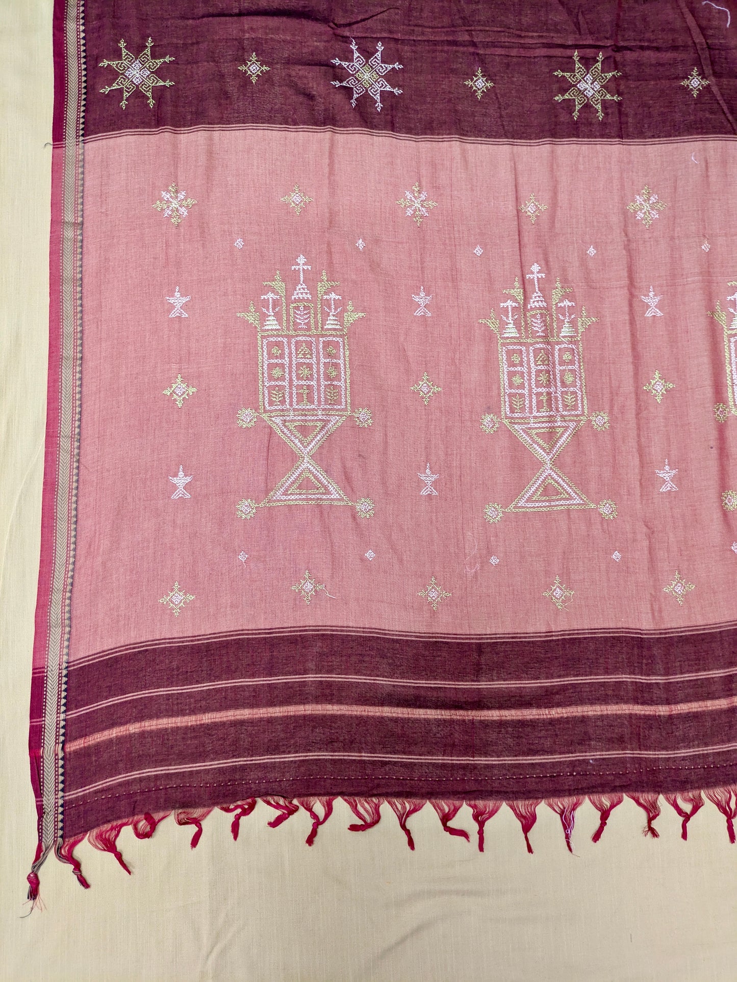 Maroon Kasuti Ter Handwoven Cotton Saree