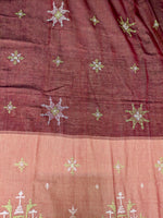 Load image into Gallery viewer, Close-up of maroon kasuti ter cotton saree showing woven motif detail
