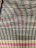 Load image into Gallery viewer, Grey handwoven cotton saree featuring intricate malini kasuti detailing
