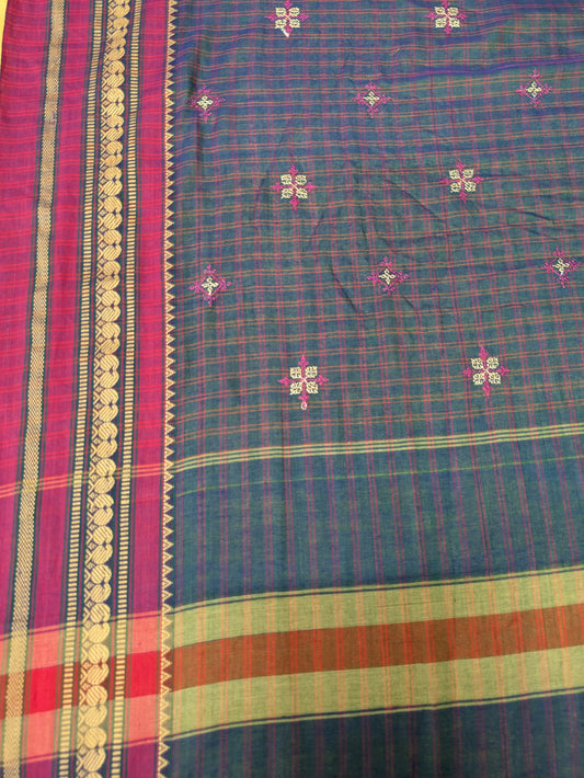 Neeli Malini Kasuti Handwoven Cotton Saree