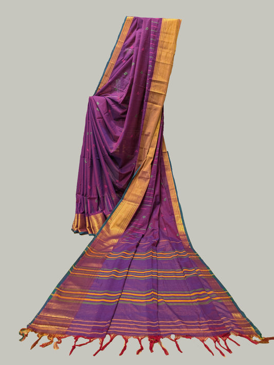 Magenta Hakki Kasuti Handwoven Cotton Saree