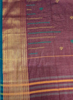 Load image into Gallery viewer, Folded view of kumkuma hakki kasuti cotton saree with fine bird embroidery
