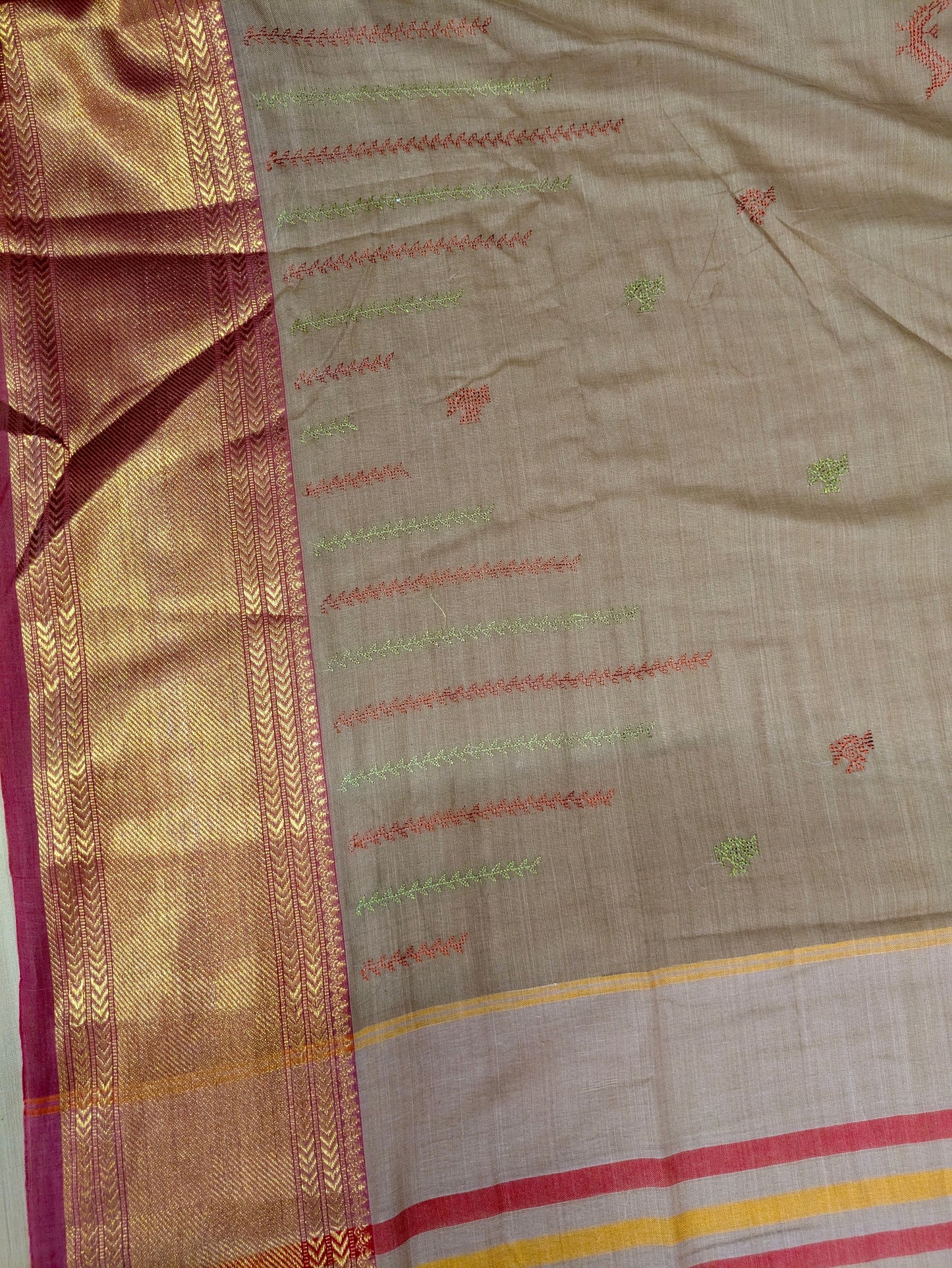 Vibhuti Hakki Kasuti Handwoven Cotton Saree