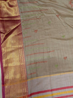 Load image into Gallery viewer, Embroidery detail on vibhuti hakki kasuti cotton saree with woven birdwork
