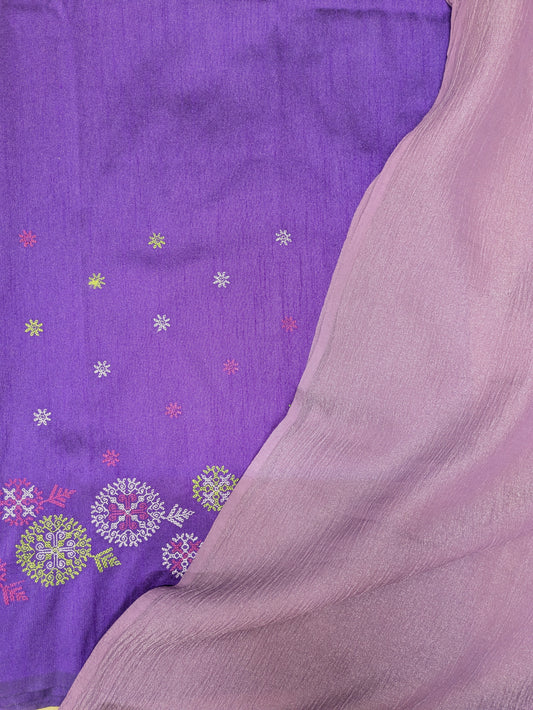 Purple Manjari Saree Combo (with designer kasuti blouse)