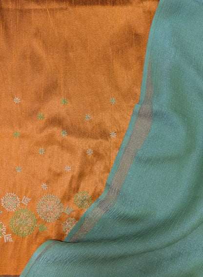 Green Manjari Saree Combo (with designer kasuti blouse)