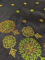 Load image into Gallery viewer, Pallu view of mustard manjari saree paired with kasuti blouse
