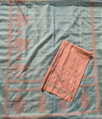 Load image into Gallery viewer, handwoven pista petal organza kasuti saree pallu embroidery detail
