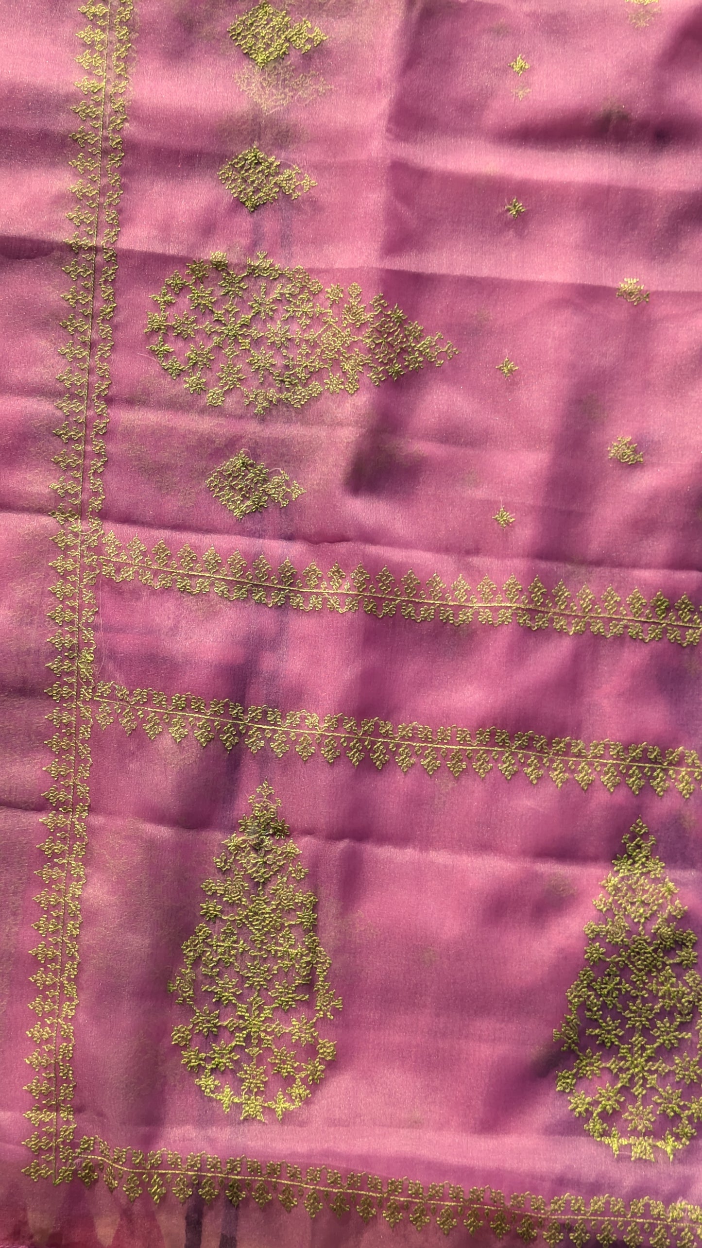 Lilac Mayur Organza Kasuti Saree