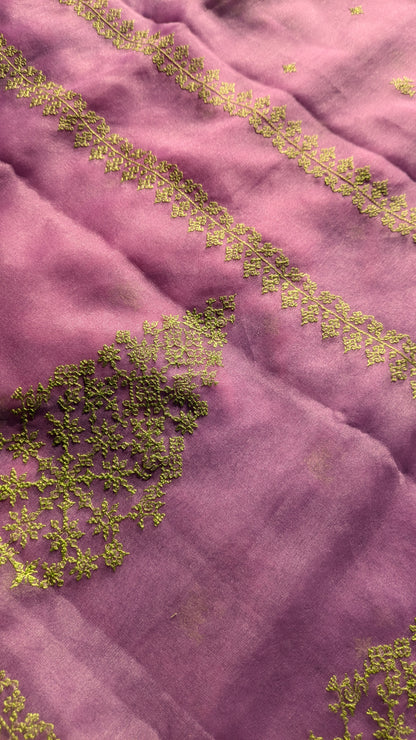 Lilac Mayur Organza Kasuti Saree