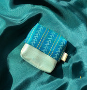 krishna ganga jamuna purse crafted in woven fabric with stripe detailing