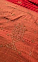 Load image into Gallery viewer, handwoven cotton saree in red kasuti ter embroidery border detail
