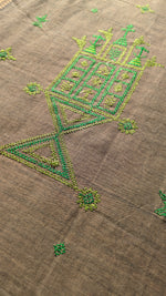 Load image into Gallery viewer, handwoven cotton saree in black kasuti ter embroidery border detail
