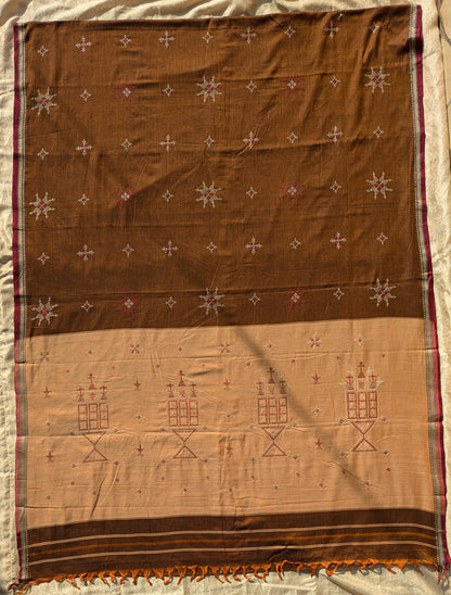 Brown Kasuti Ter Handwoven Cotton Saree