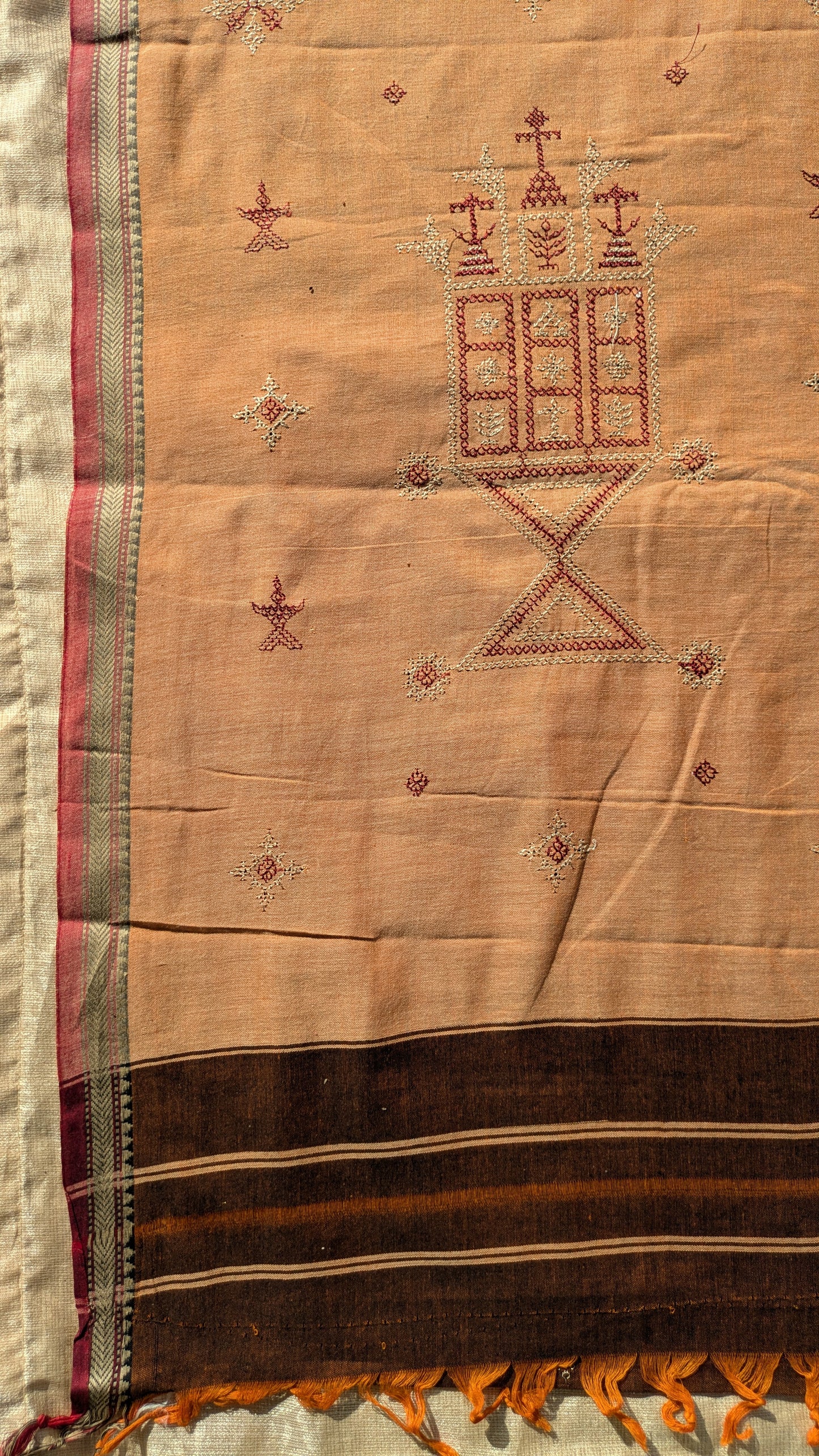 Brown Kasuti Ter Handwoven Cotton Saree