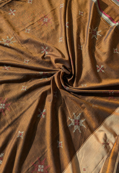 Brown Kasuti Ter Handwoven Cotton Saree