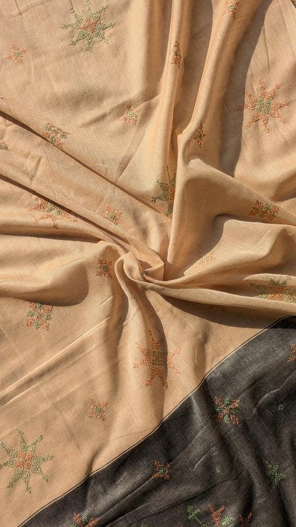 Beige Kasuti Ter Handwoven Cotton Saree