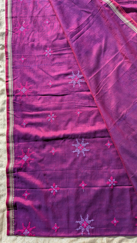 Magenta Kasuti Ter Handwoven Cotton Saree