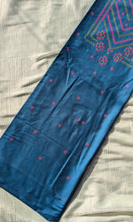 Load image into Gallery viewer, blue vani checks kurta material fabric texture close-up
