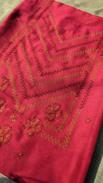 Load image into Gallery viewer, vani checks kurta material in kumkum shade flat-lay display

