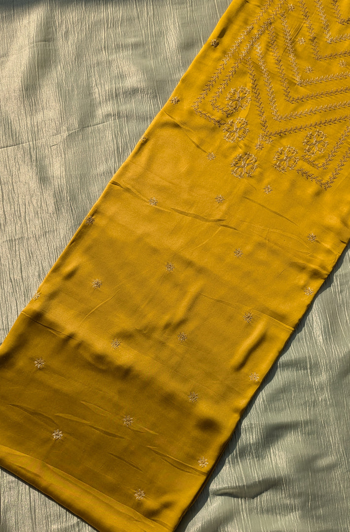 mustard vani silk kurta material fabric close texture