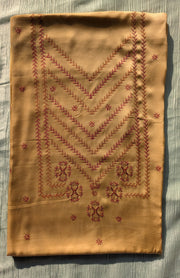 beige vani silk kurta material folded fabric front angle