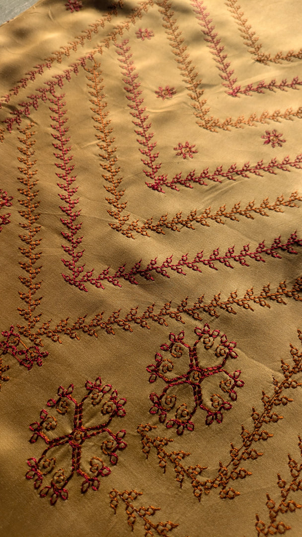 vani silk kurta material in beige shade close texture