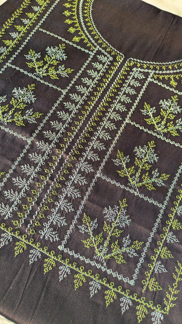 tulsi checks kurta material in black shade flat-lay display
